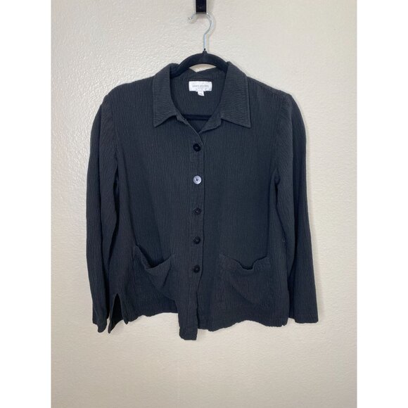 Jones New York Sport Womens Black Button-Up Textured Jacket Size M With Pockets - Picture 2 of 6